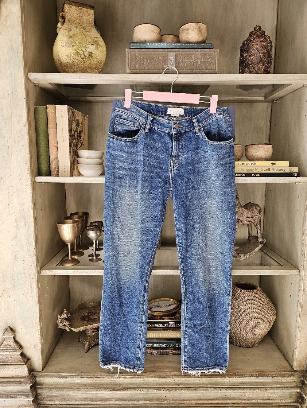 HATCH Boyfriend Maternity Straight Darker Mid Wash Jeans - Picture 3 of 10